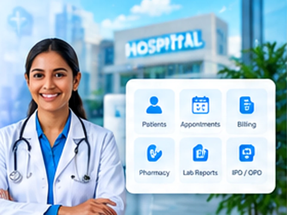 Hospital ERP operations illustration